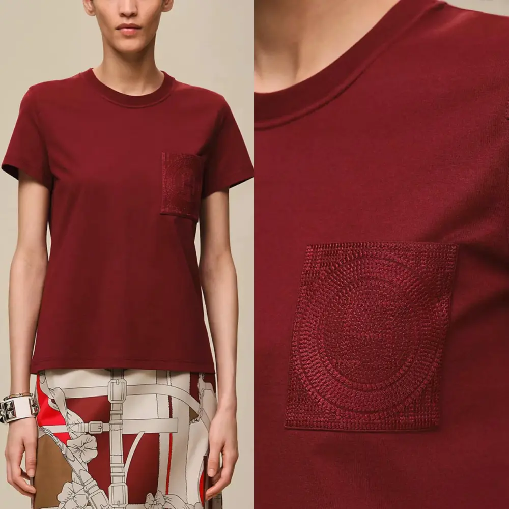 TSHIRT EMBROIDERED POCKET · ROUGE CARMIN