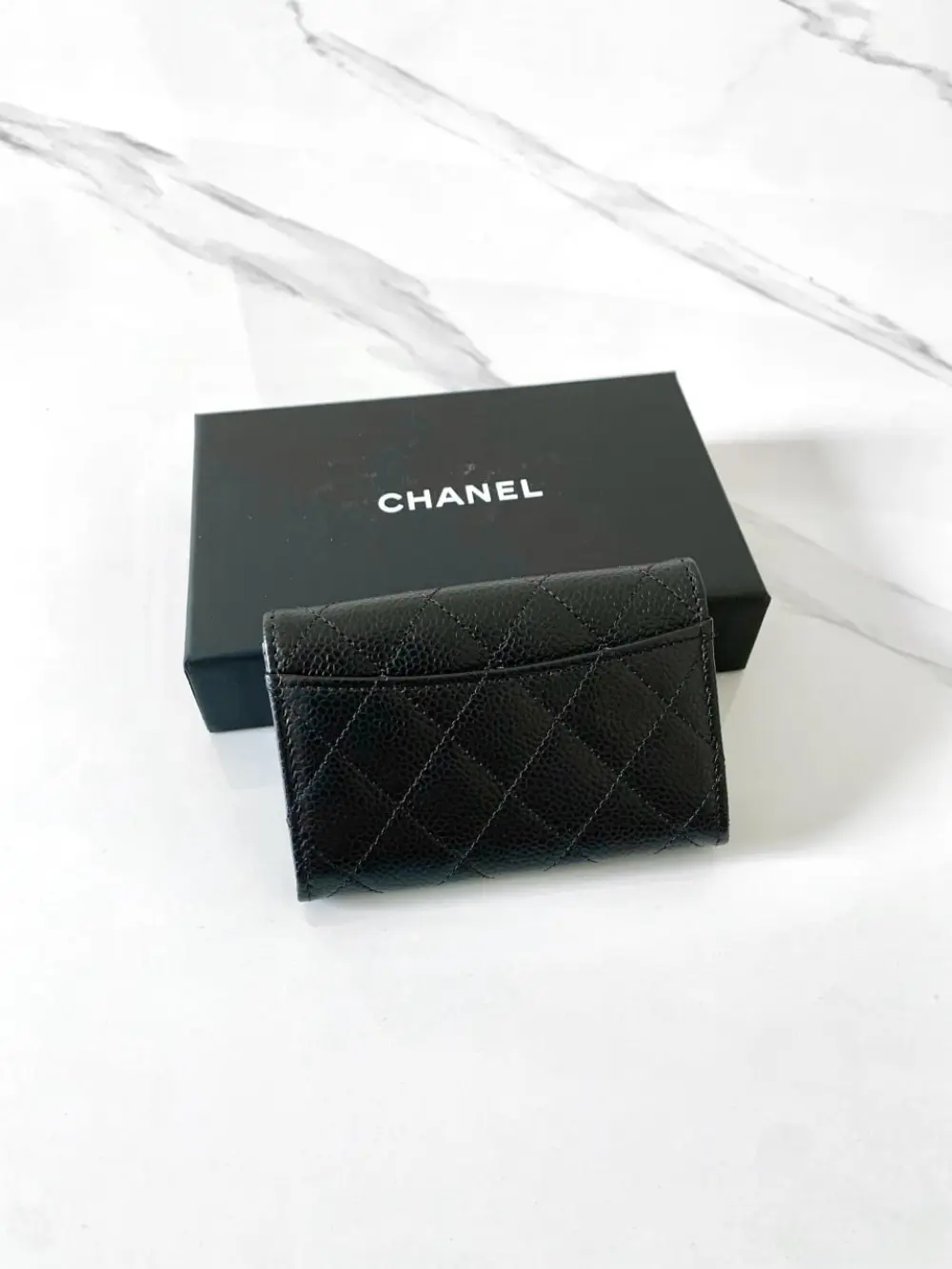 CHANEL CLASSIC CARD CASE FLAP black caviar ghw
