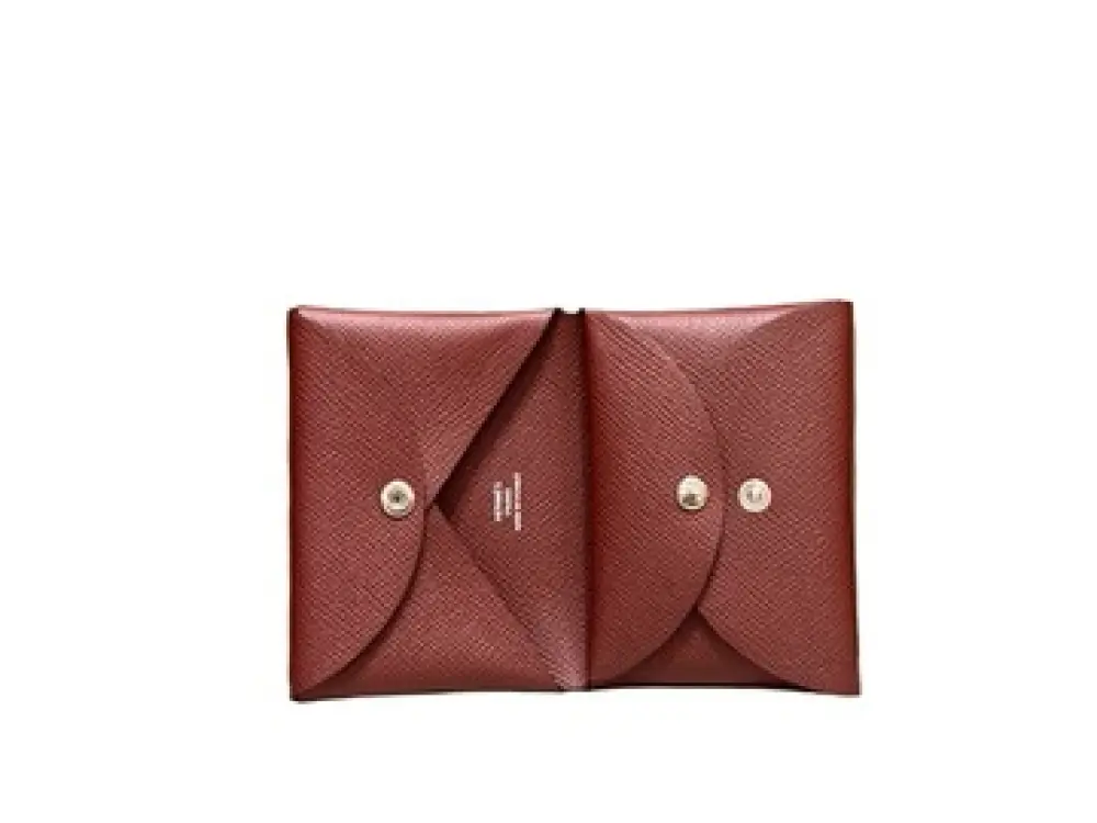HERMES CALVI DUO CARD HOLDER ROUGE H EPSOM