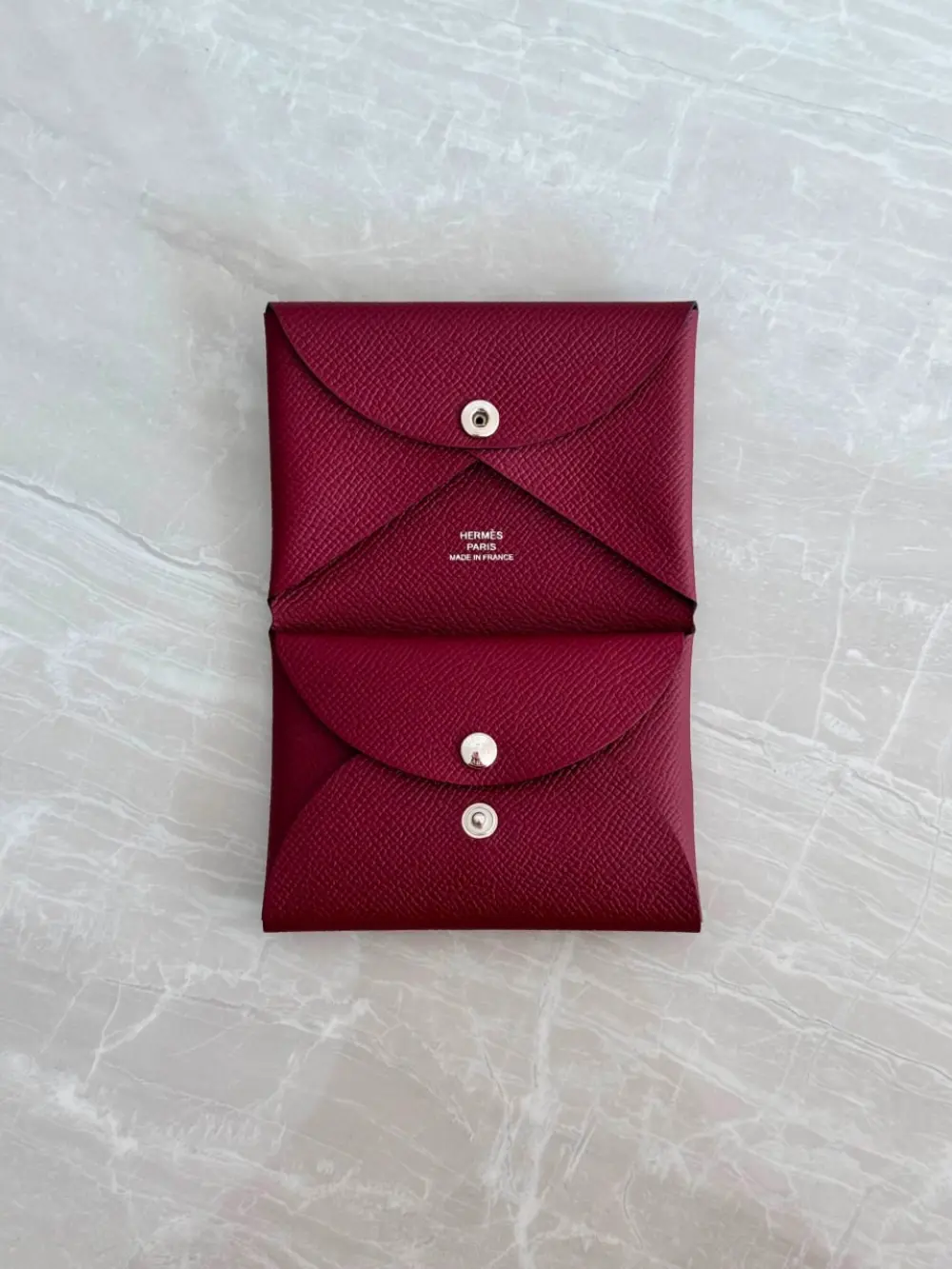 HERMES CALVI DUO CARD HOLDER ROUGE H EPSOM