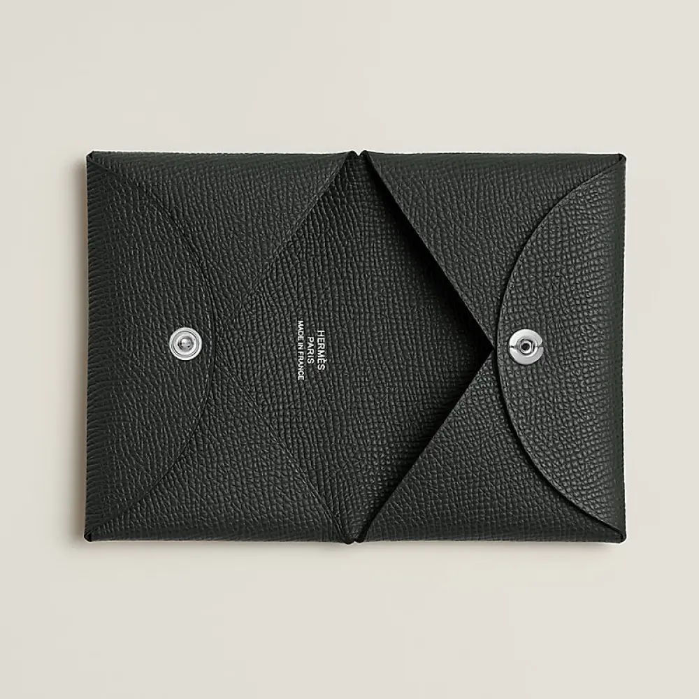 HERMES CALVI CARD HOLDER VERT FONCE EPSOM