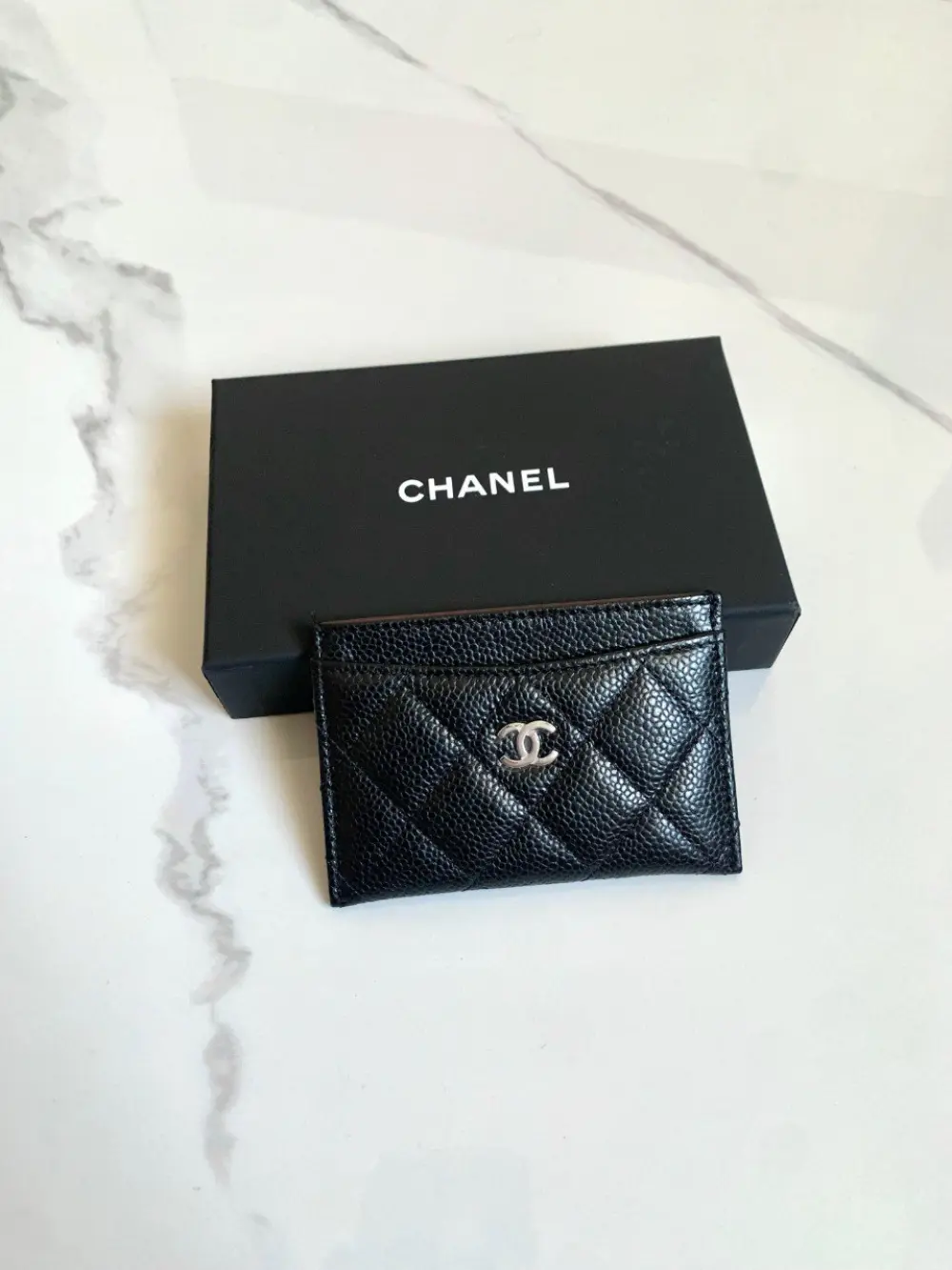 CHANEL CLASSIC CARD HOLDER black caviar shw