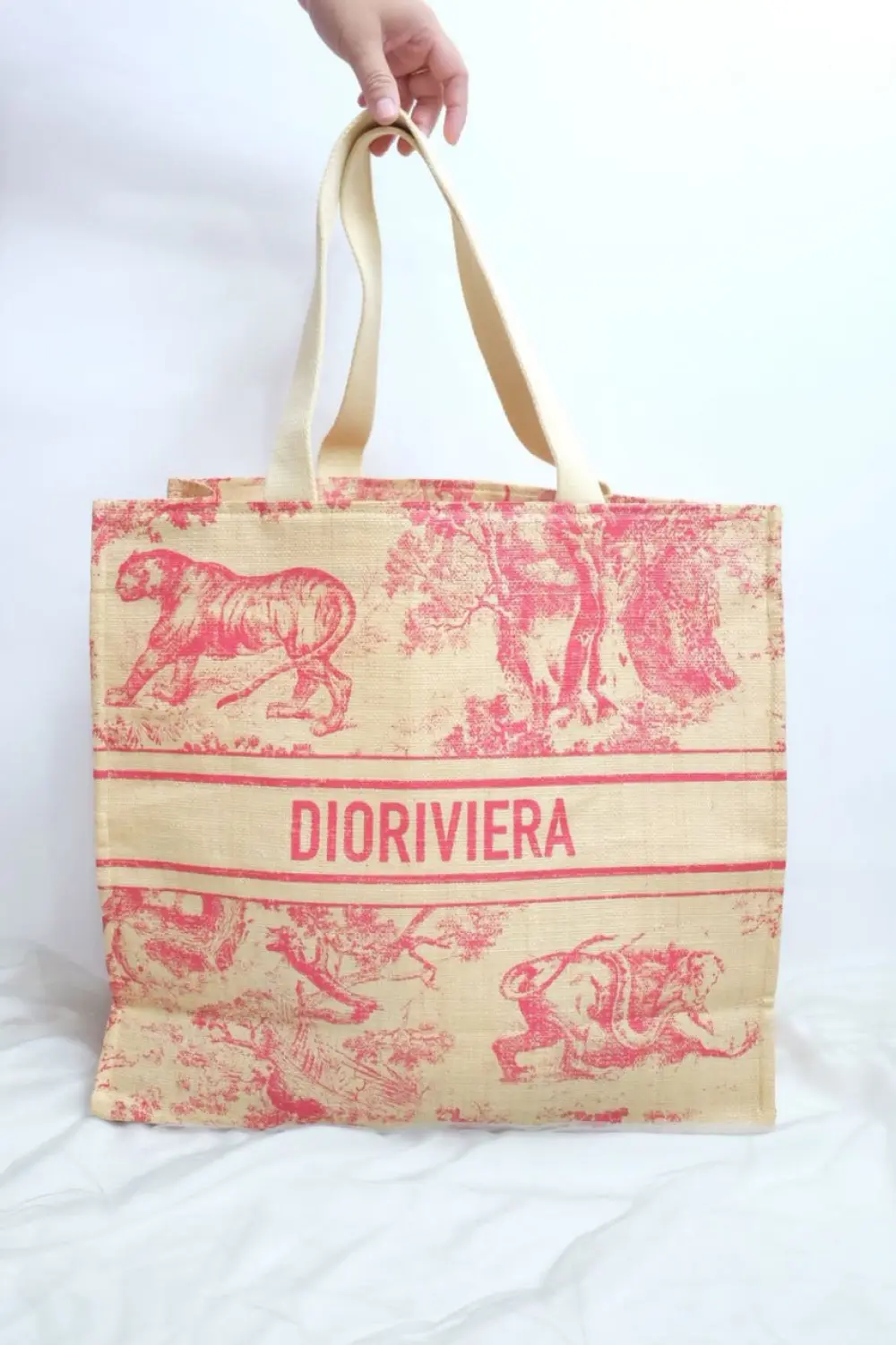 DIOR TOTE BAD RIVIERA BEIGE RED