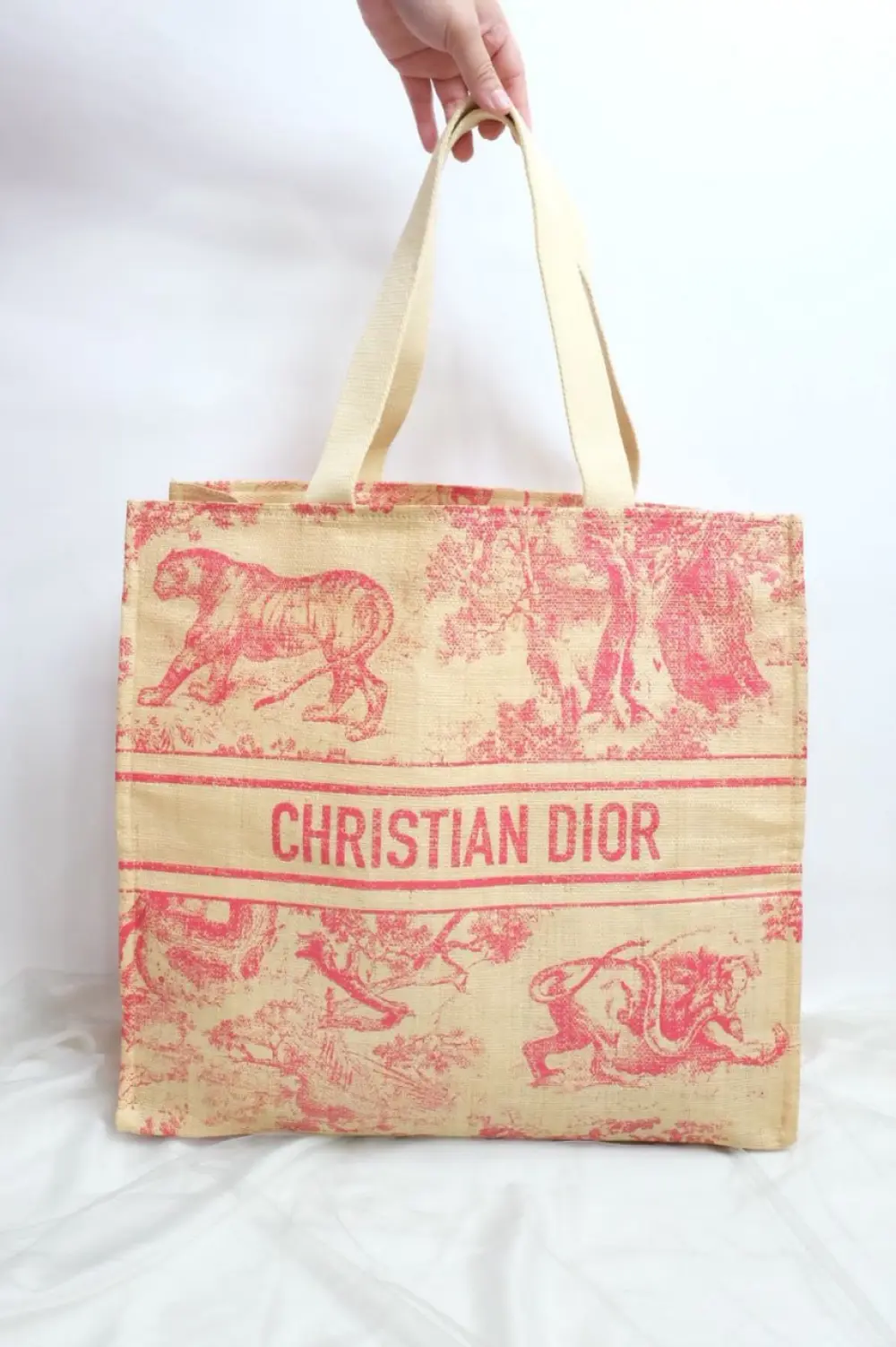 DIOR TOTE BAD RIVIERA BEIGE RED