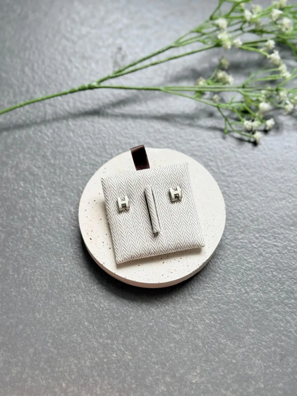 HERMES EARRING POP H WHITE PHW