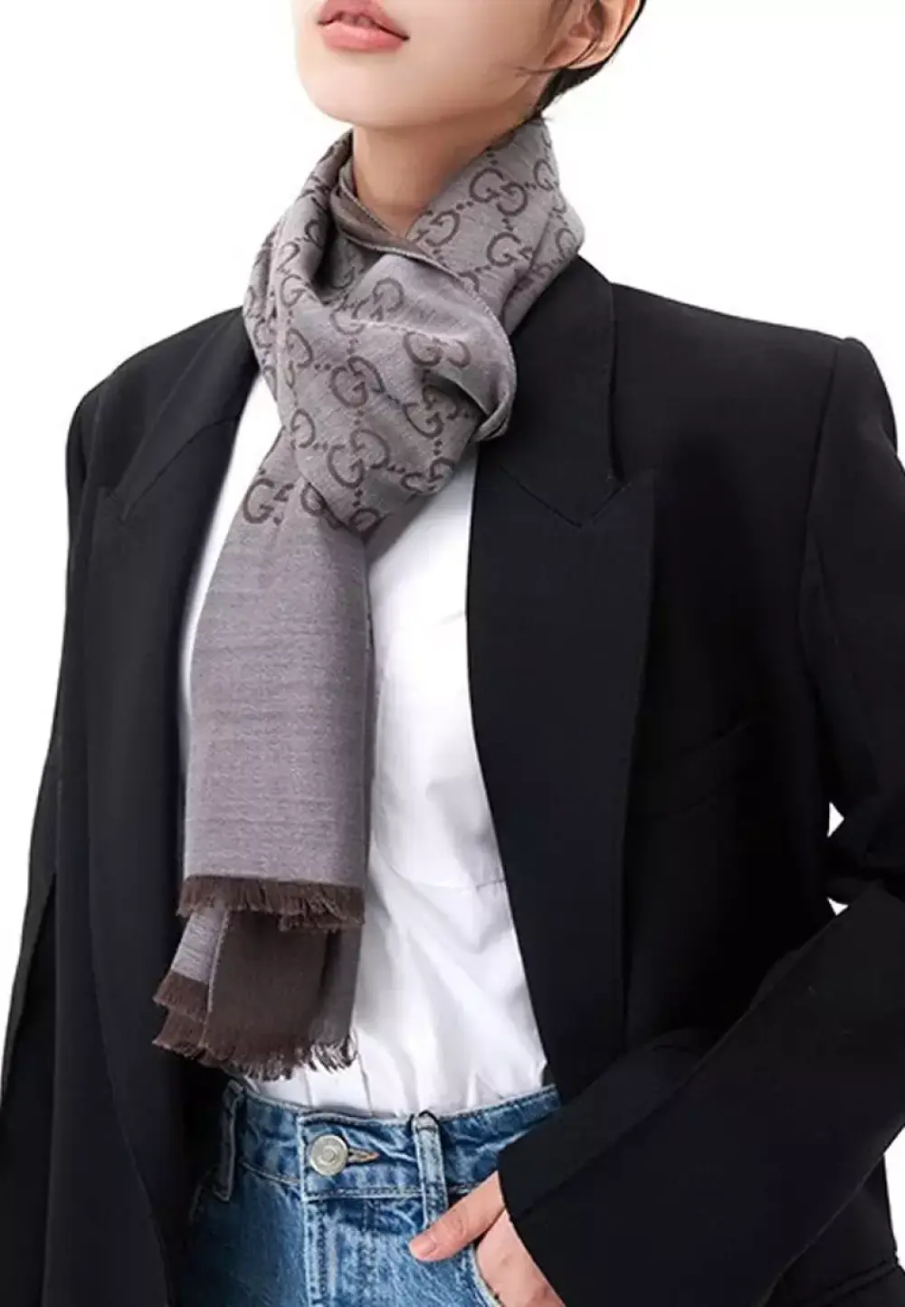 GUCCI GG SHAWL DARK GREY