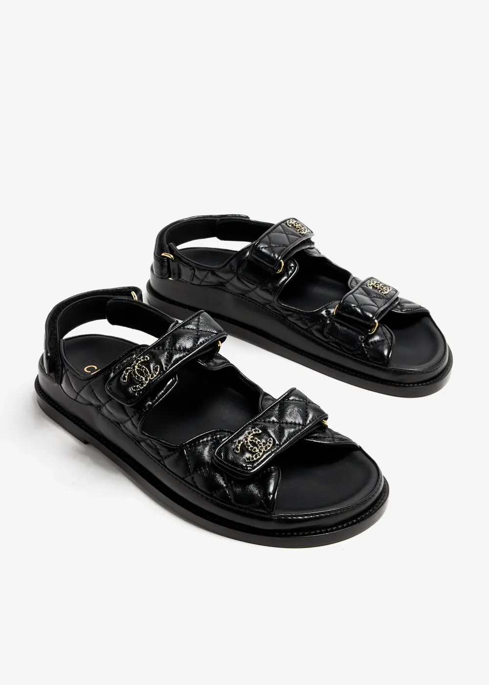 CHANEL DAD SANDAL CLASSIC black calf ghw