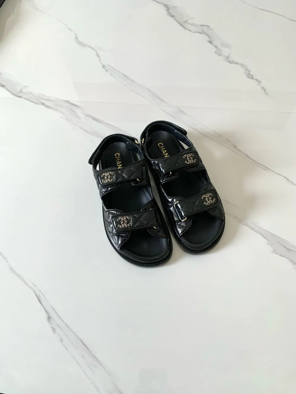 CHANEL DAD SANDAL CLASSIC black calf ghw