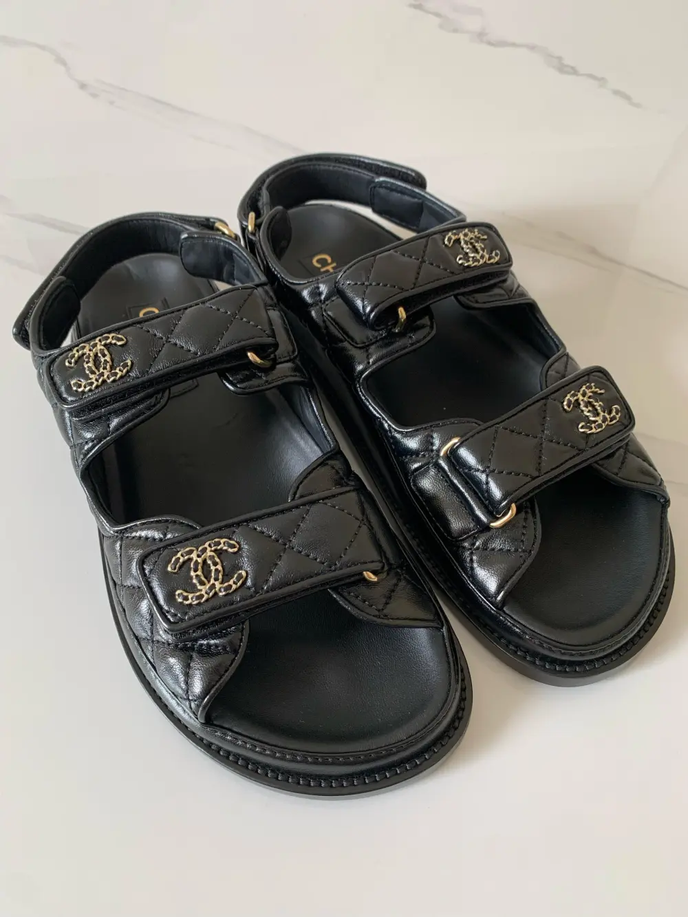 CHANEL DAD SANDAL CLASSIC black calf ghw