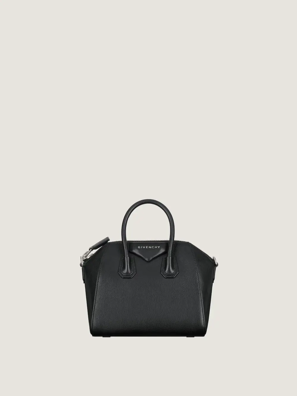 MINI ANTIGONA BAG · BLACK GRAINED LEATHER SHW