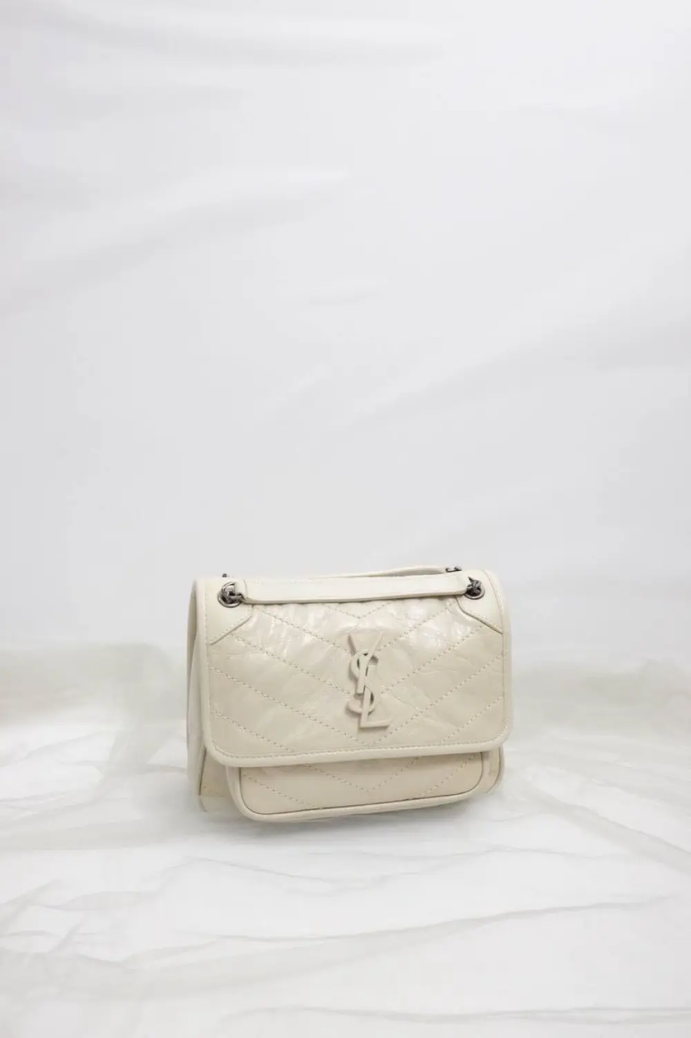 YSL SAINT LAURENT NIKI BABY VINTAGE LEATHER WHITE RHW