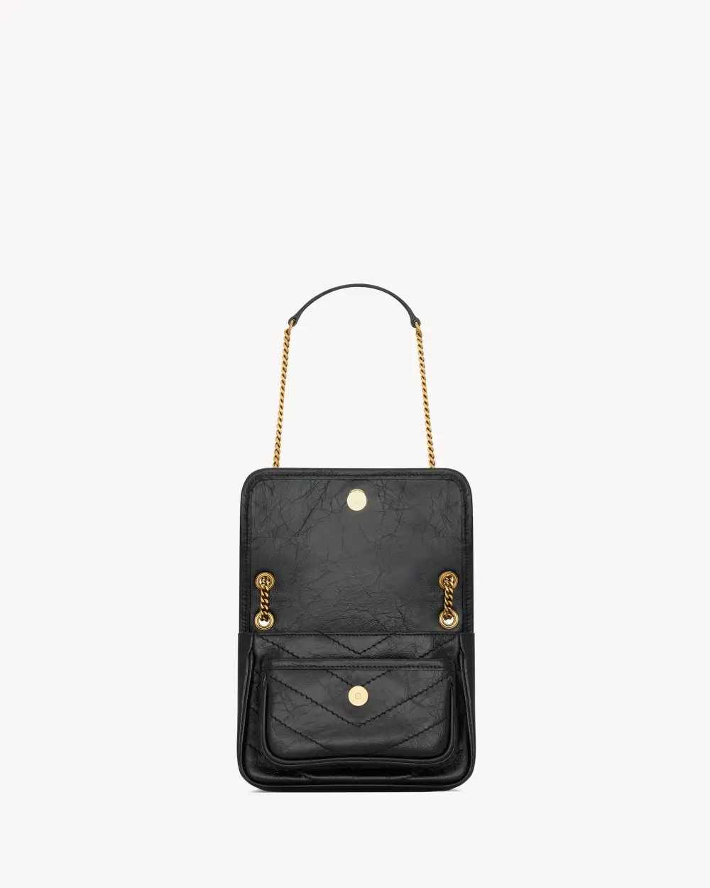 YSL SAINT LAURENT NIKI BABY VINTAGE LEATHER ALL BLACK GHW