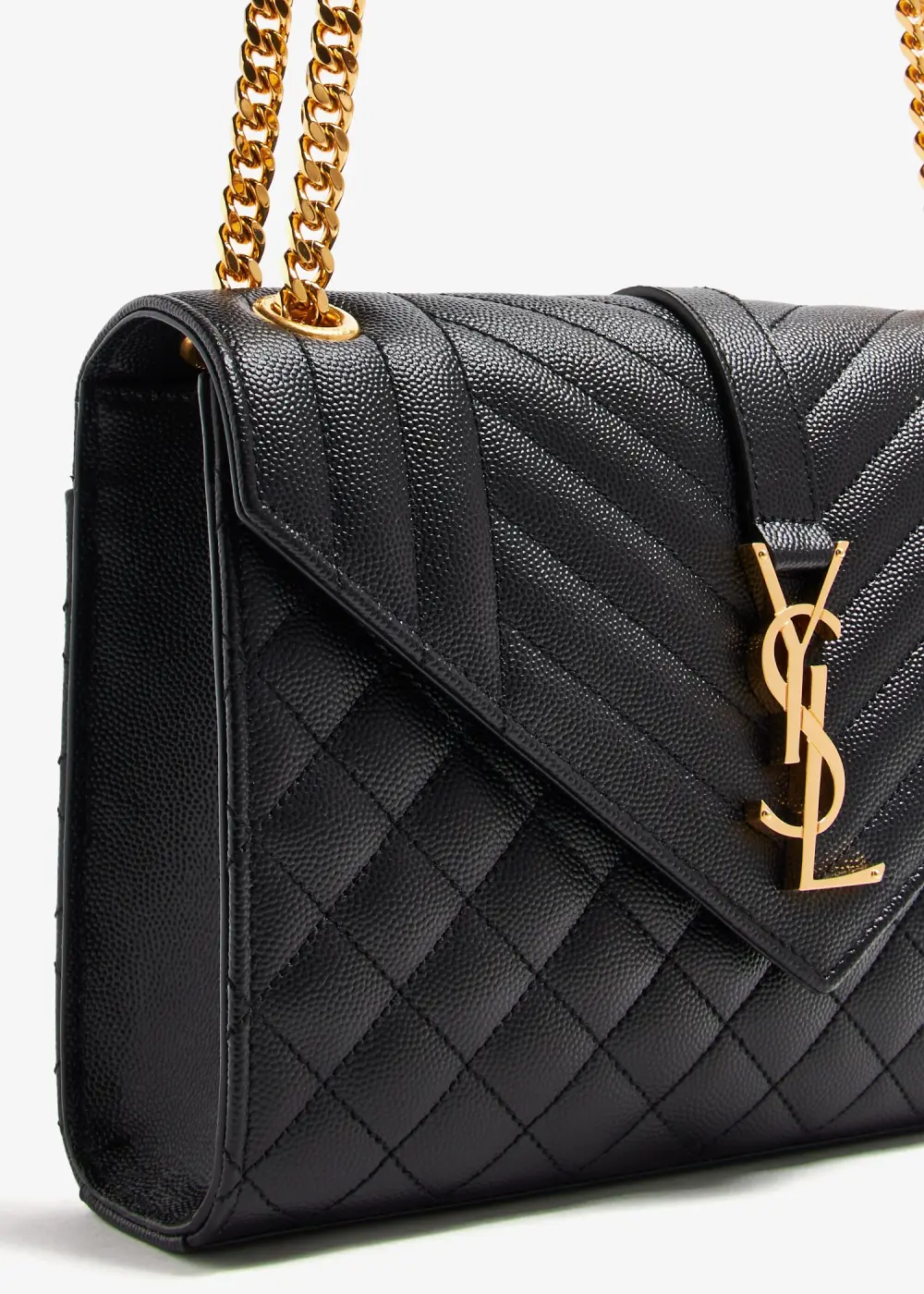 YSL SAINT LAURENT ENVELOPE WOC 22CM BLACK CAVIAR GHW