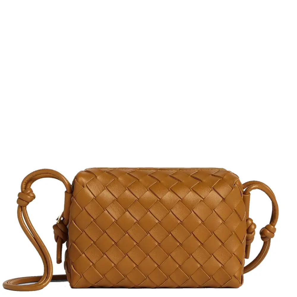 BOTTEGA VENETA BV MINI LOOP CAMERA BAG CAMEL GHW