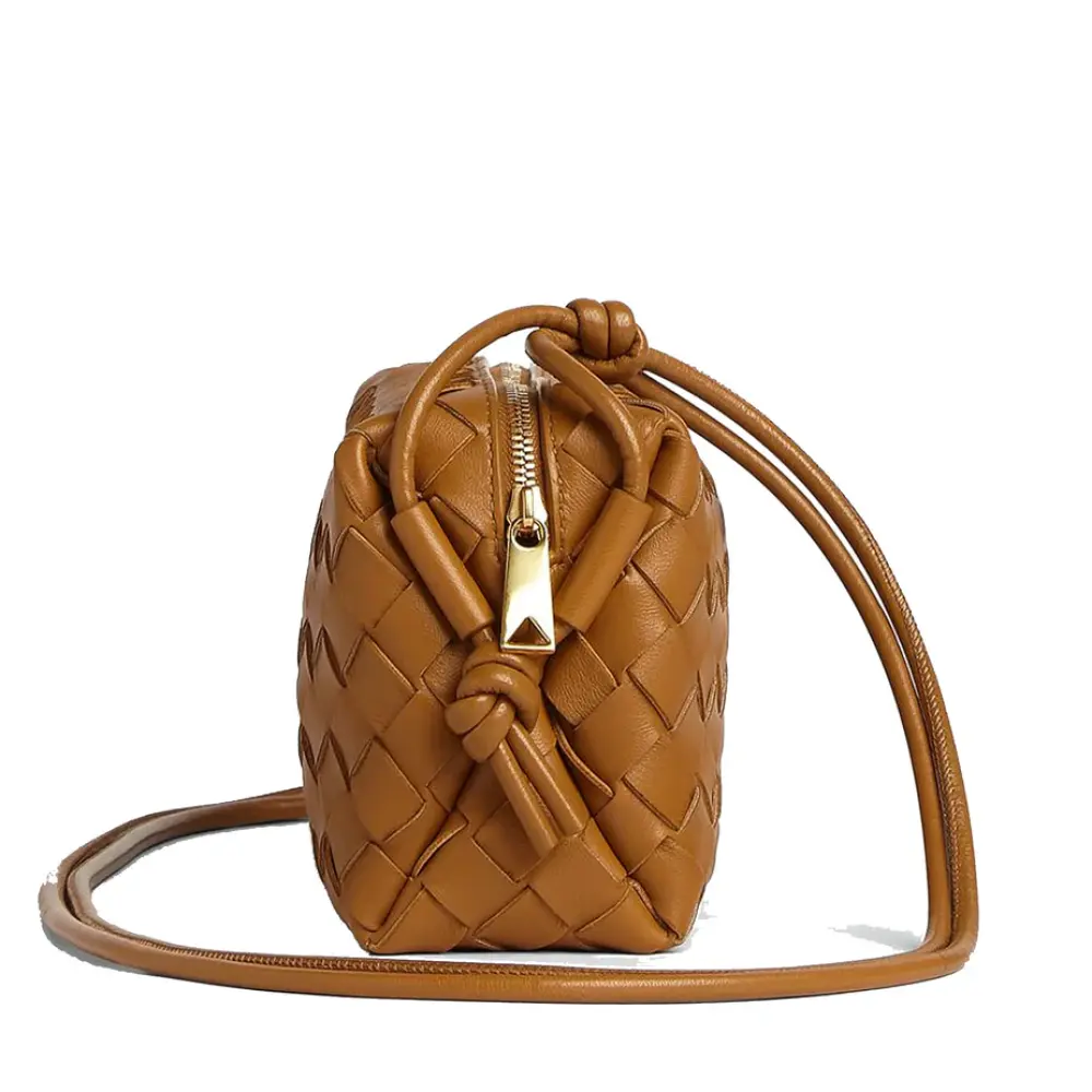 BOTTEGA VENETA BV MINI LOOP CAMERA BAG CAMEL GHW