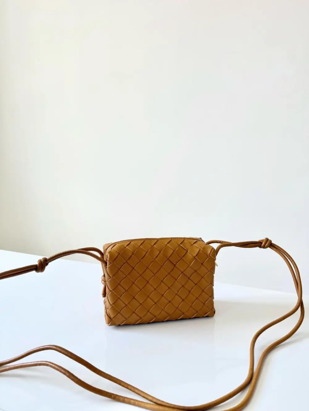BOTTEGA VENETA BV MINI LOOP CAMERA BAG CAMEL GHW