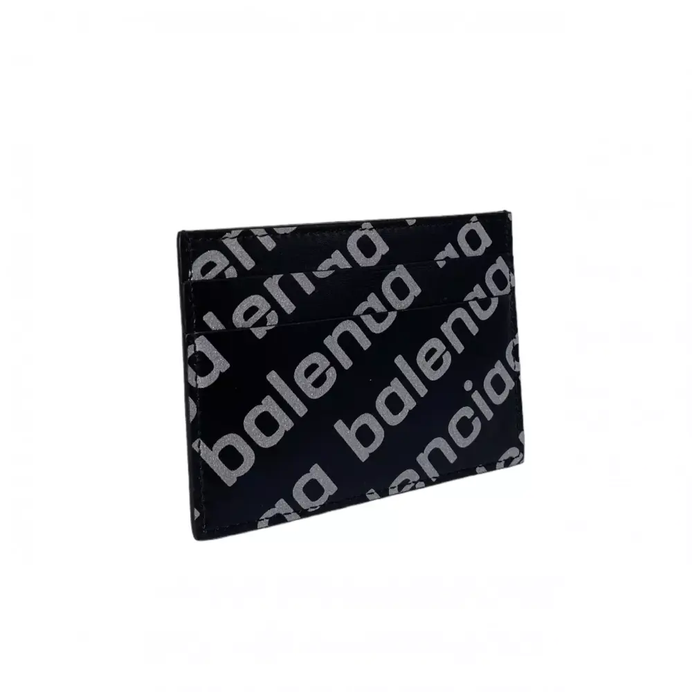 BALENCIAGA CARD HOLDER REFLECTIVE PRINT black logo white