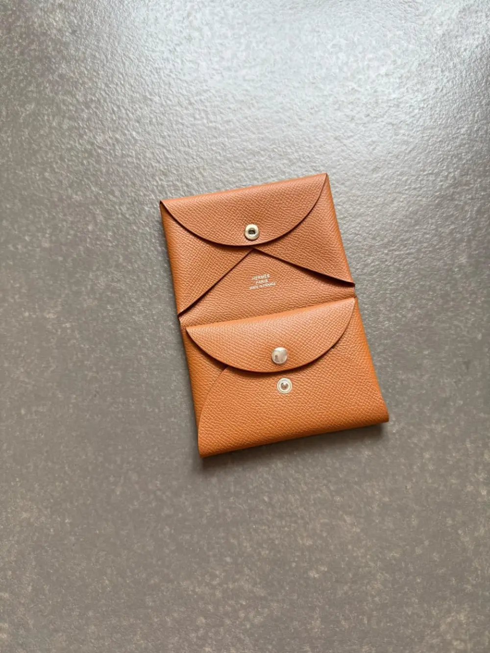 HERMES CALVI DUO CARD HOLDER GOLD EPSOM