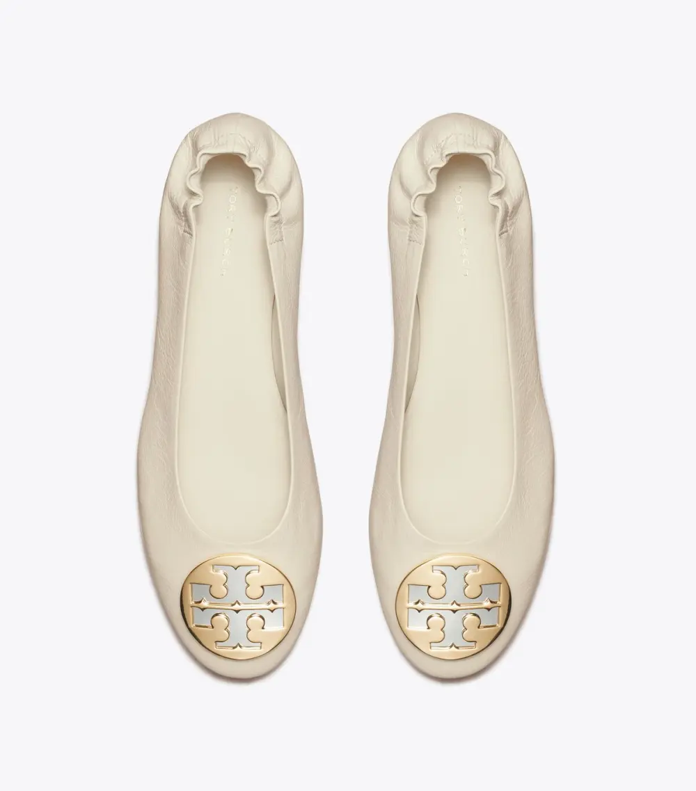 TORY BURCH CLAIRE BALLET FLATSHOES NEW IVORY GHW