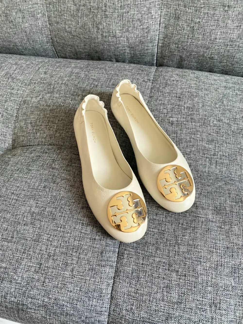 TORY BURCH CLAIRE BALLET FLATSHOES NEW IVORY GHW