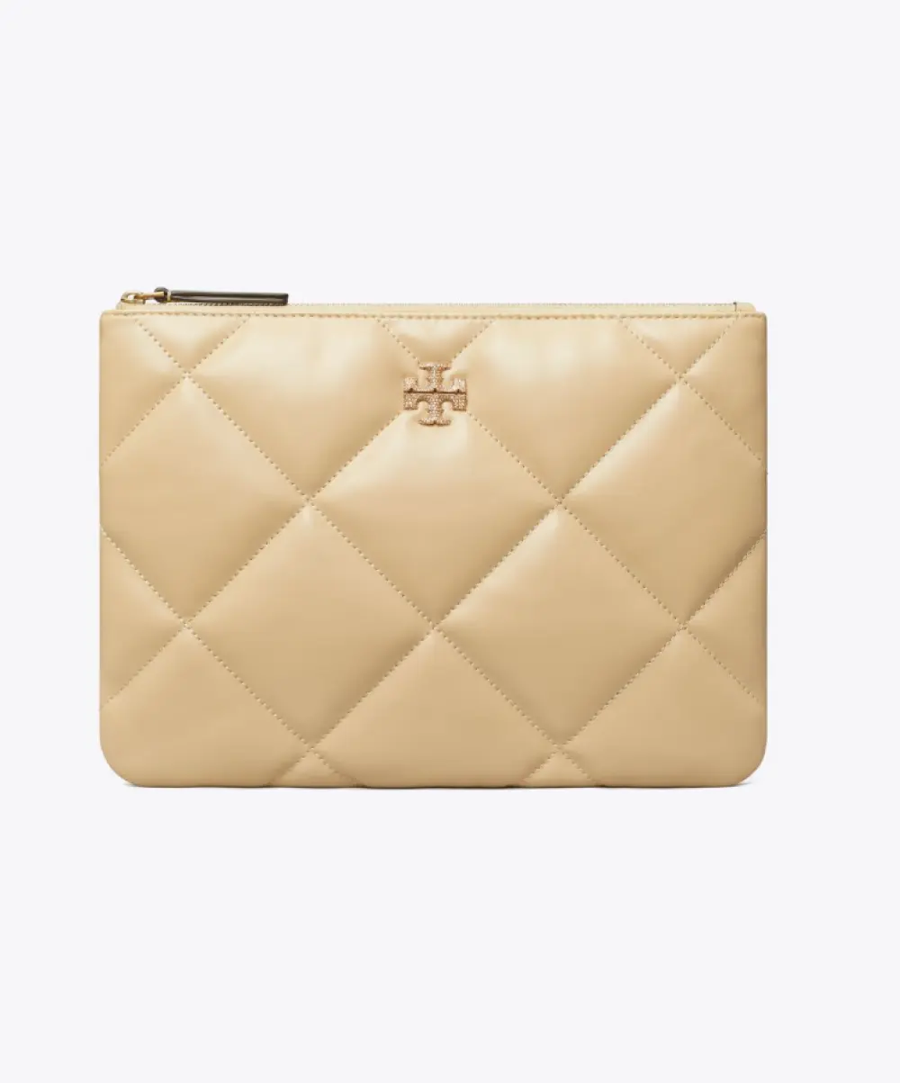 KIRA PAVE LOGO DIAMOND QUILT POUCH · VANILLA SOFT SERVE