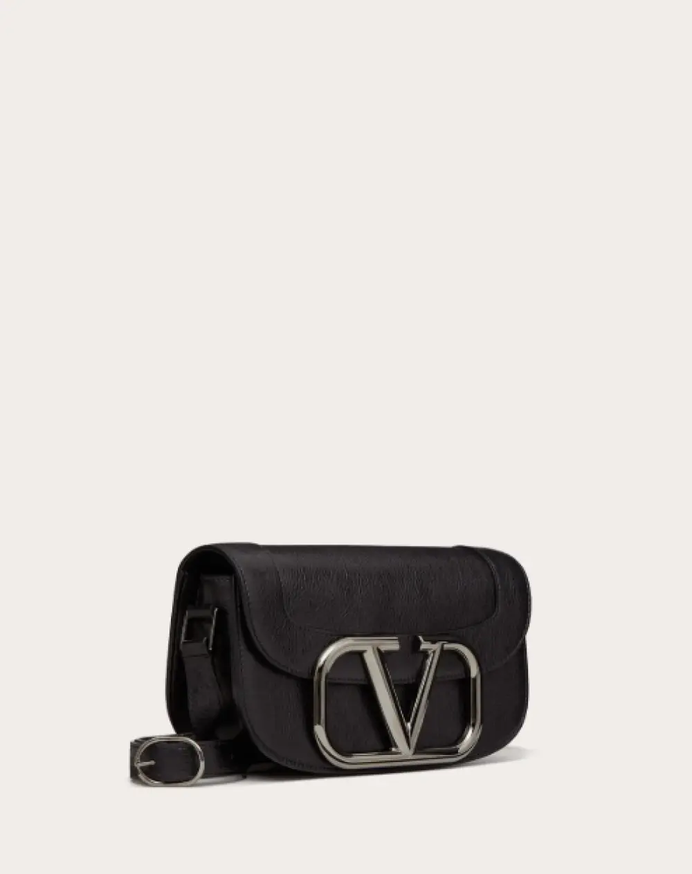 VALENTINO SUPERVEE LEATHER CROSSBODY BAG BLACK LEATHER