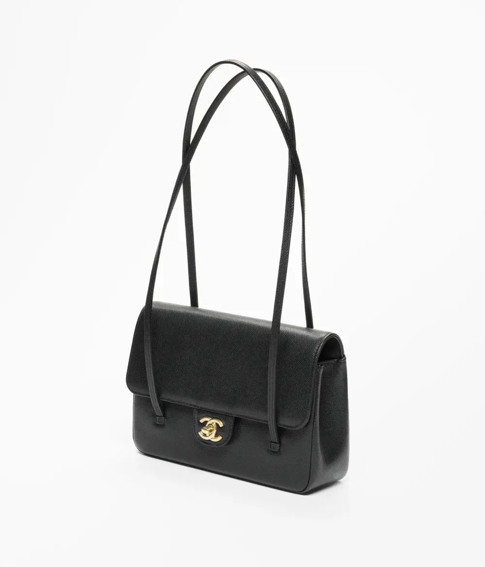 CHANEL C26 SMALL PREPPY FLAP BAG BLACK GHW