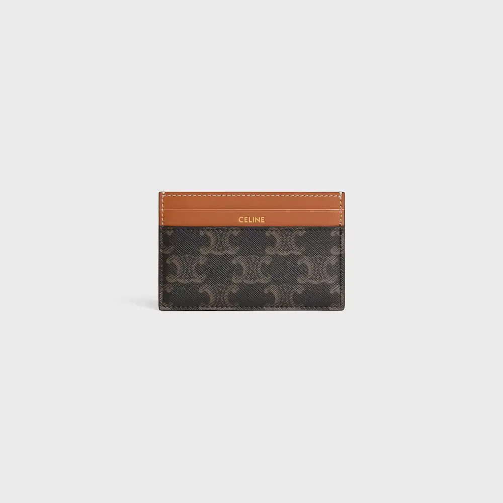 MEDIUM CARD HOLDER TRIOMPHE CANVAS AND CALFSKIN · TAN
