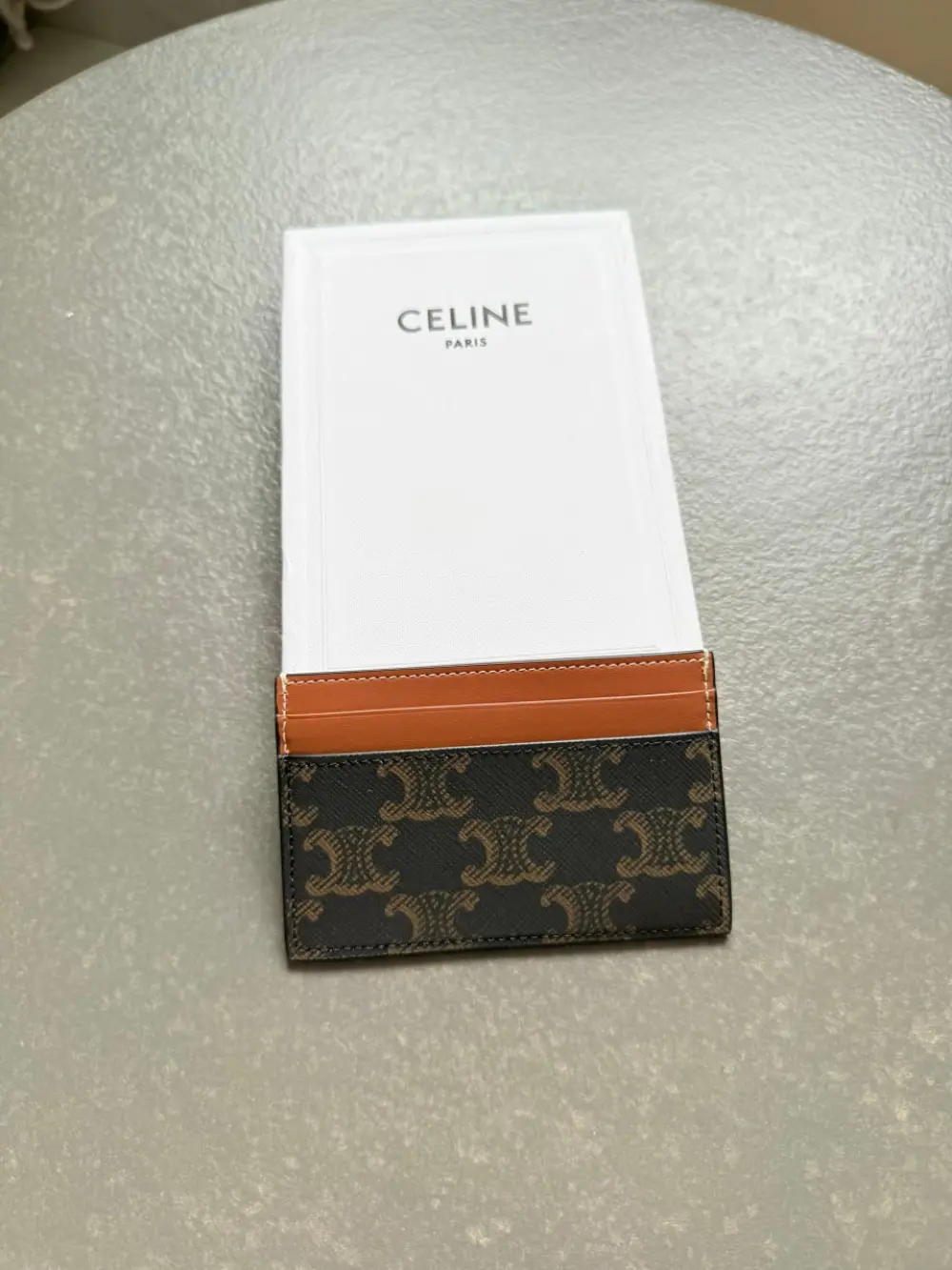 CELINE MEDIUM CARD HOLDER TRIOMPHE CANVAS AND CALFSKIN TAN
