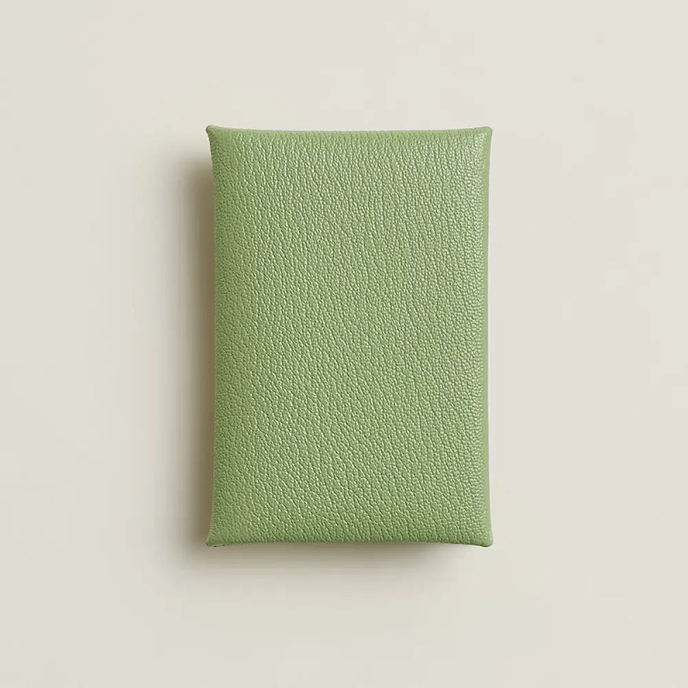 CALVI CARD HOLDER · VERT CRIQUET / CARAMEL CHEVRE MYSORE