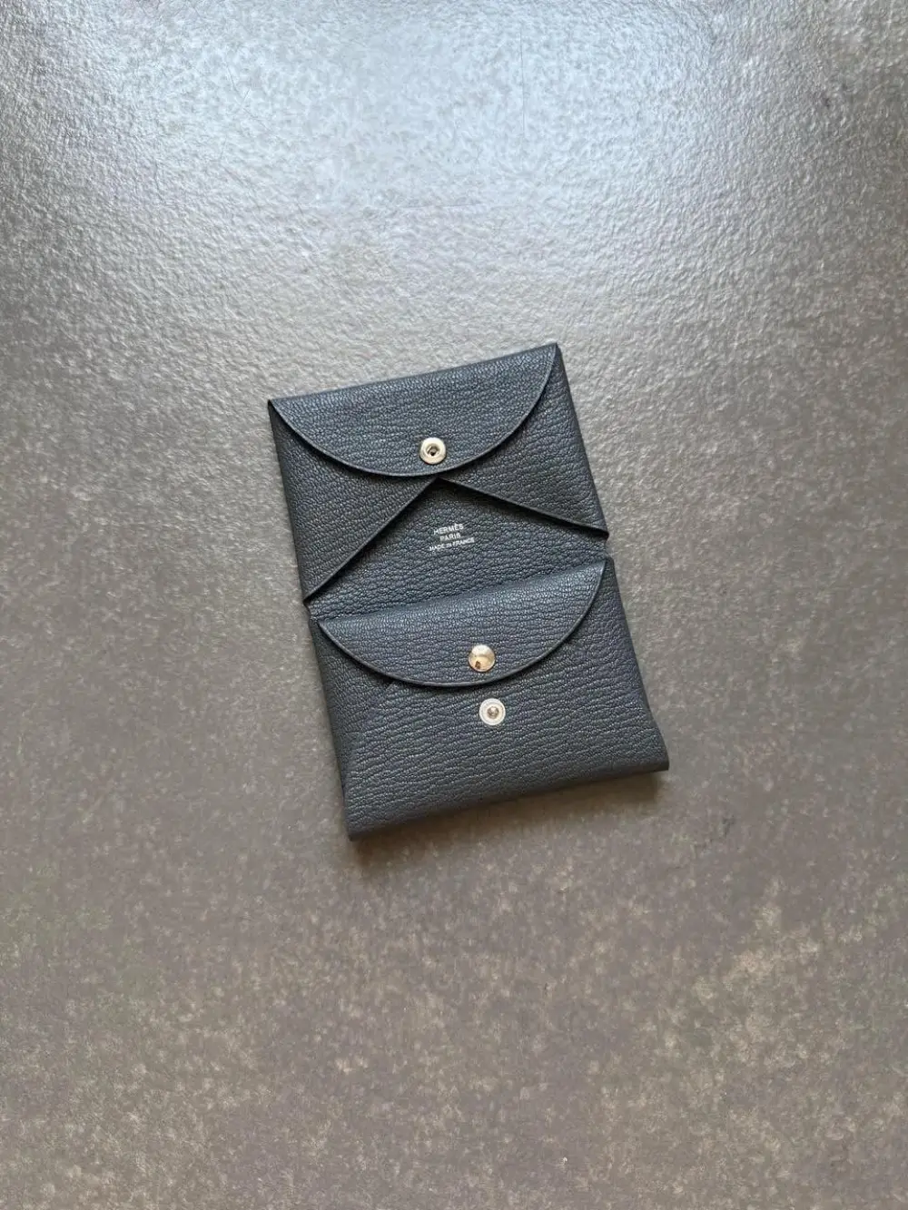 HERMES CALVI DUO CARD HOLDER ARDOISE CHEVRE