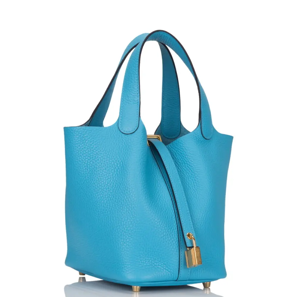 HERMES PICOTIN 18 BLUE DU NORD GHW