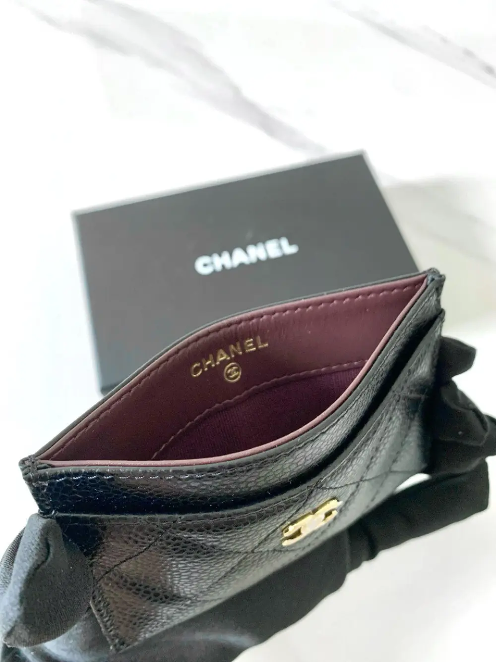 CHANEL CLASSIC CARD HOLDER BLACK CAVIAR GHW