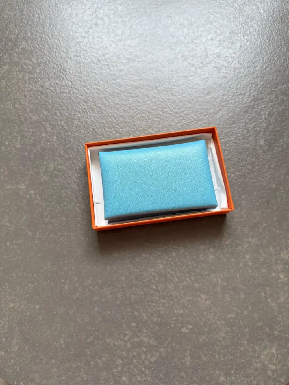 HERMES CALVI CARD HOLDER BLUE DU NORD MADAME CALFSKIN