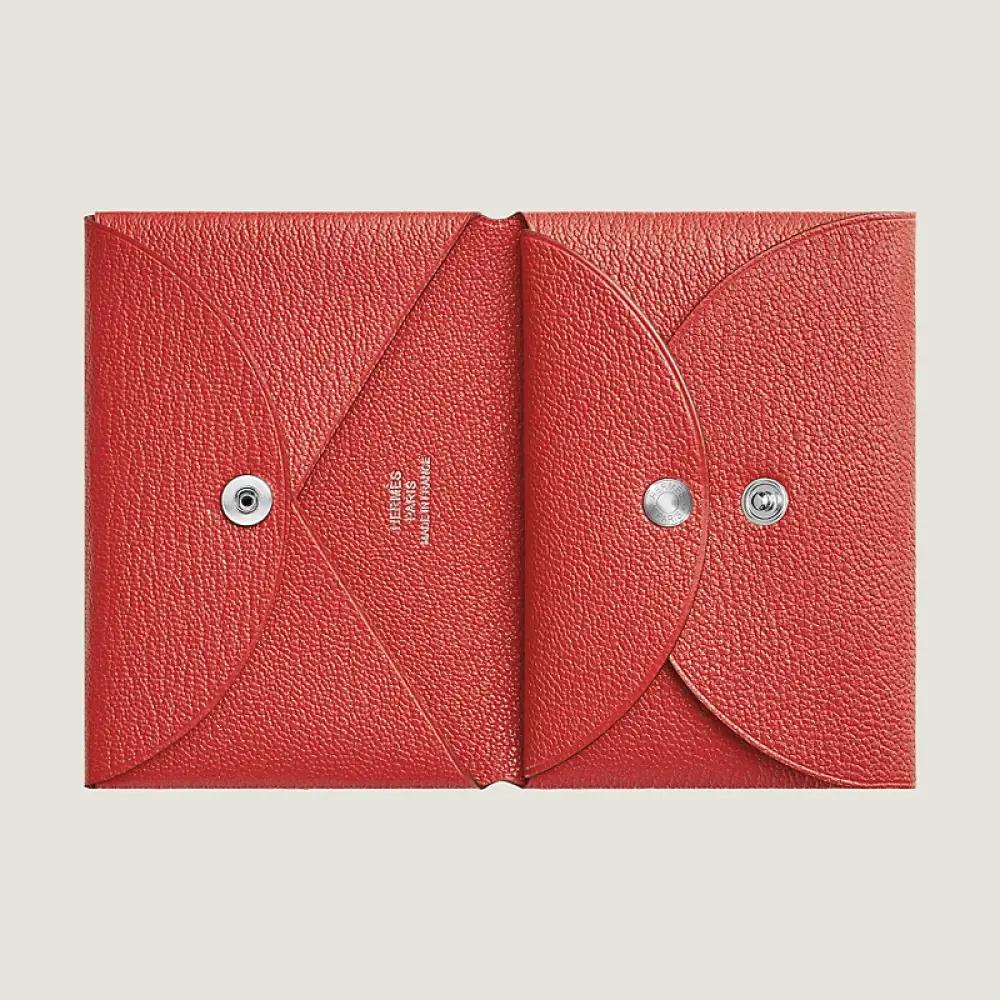 HERMES CALVI DUO CARD HOLDER CAPUCINE EPSOM
