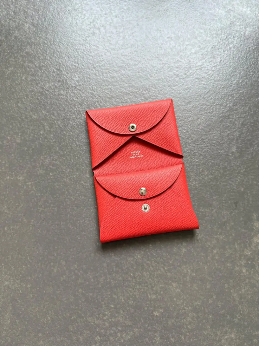 HERMES CALVI DUO CARD HOLDER CAPUCINE EPSOM