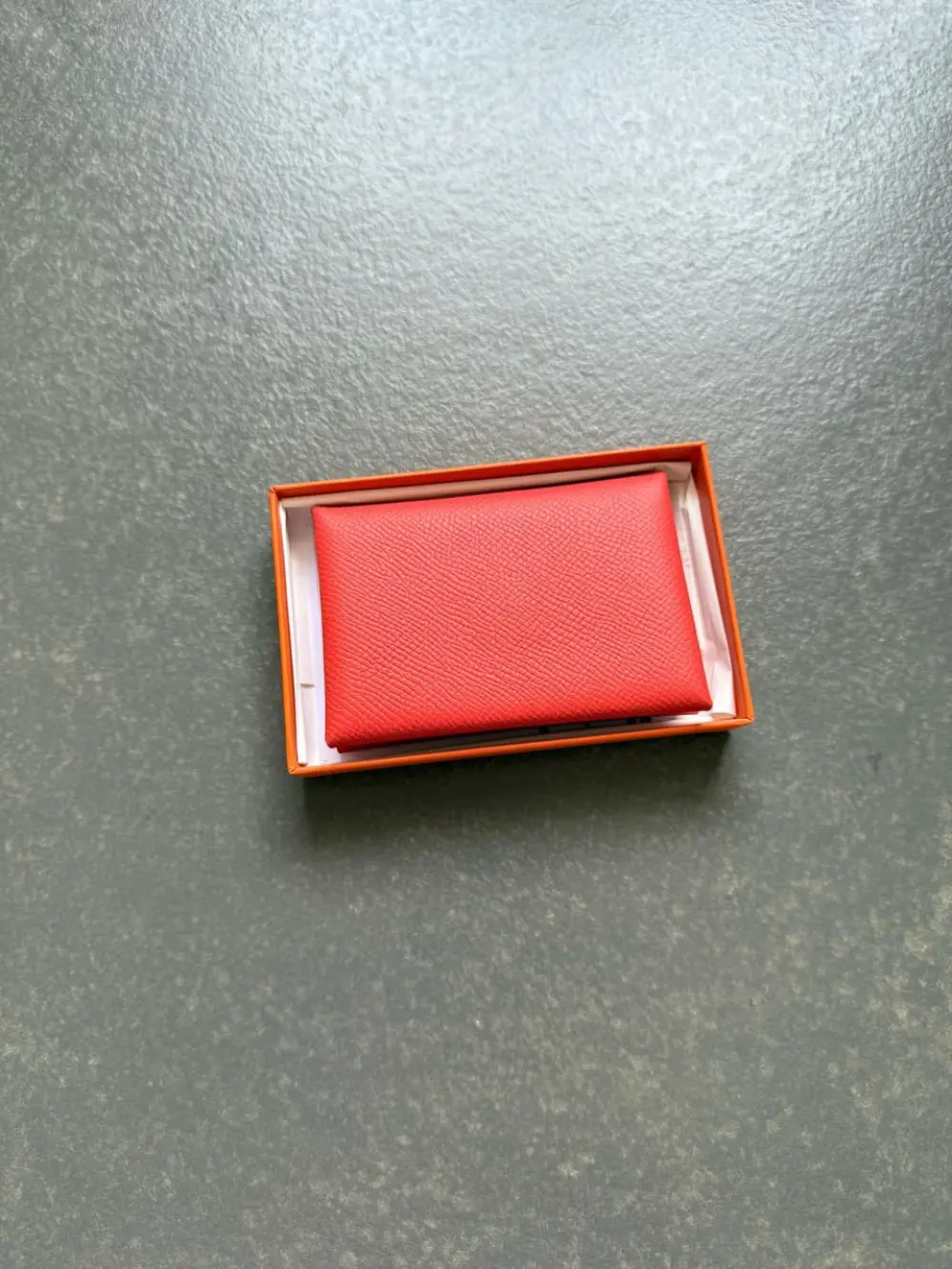 HERMES CALVI DUO CARD HOLDER CAPUCINE EPSOM